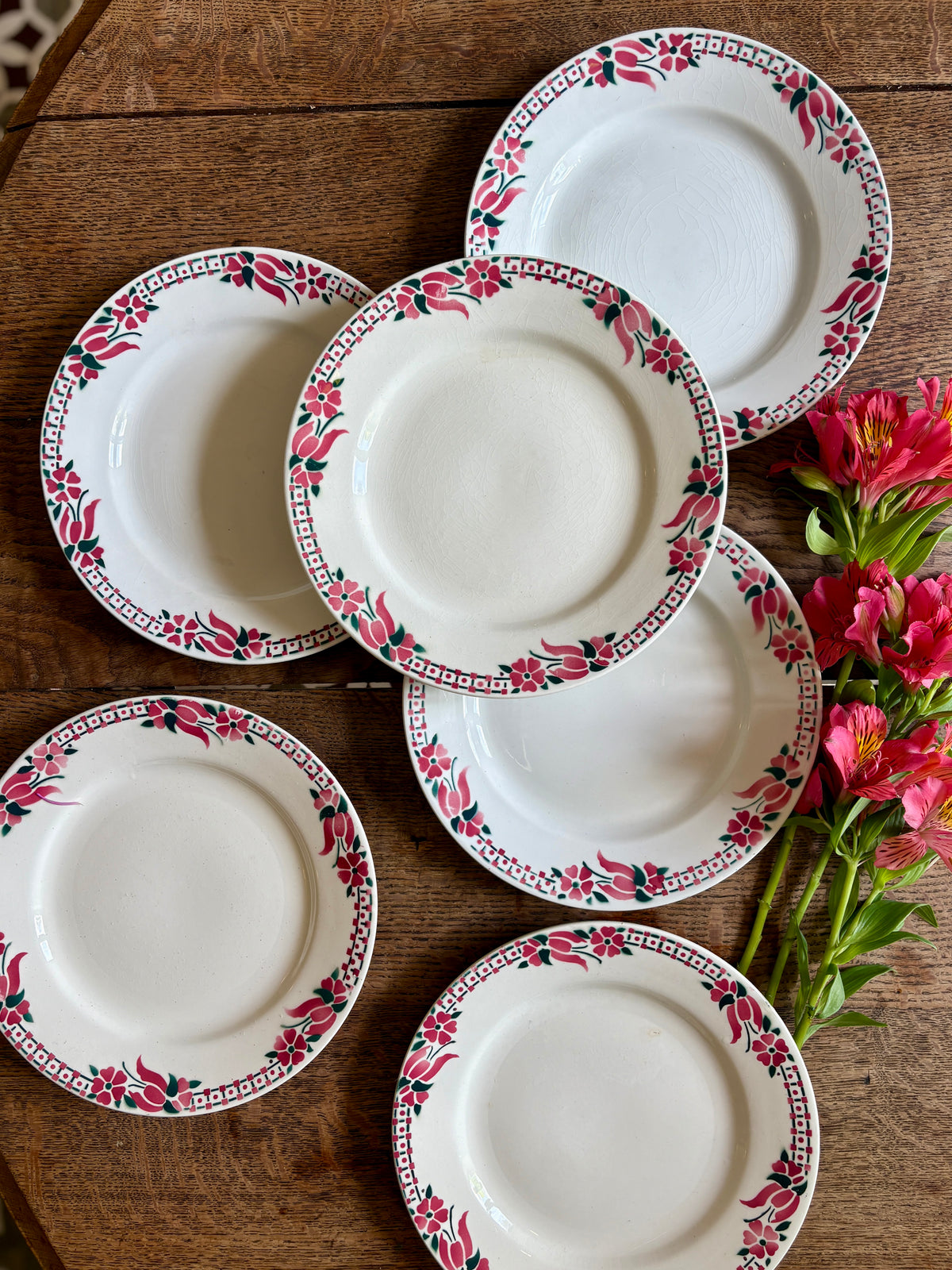 Lot de 6 assiettes plates anciennes - Saint Amand Céranord
