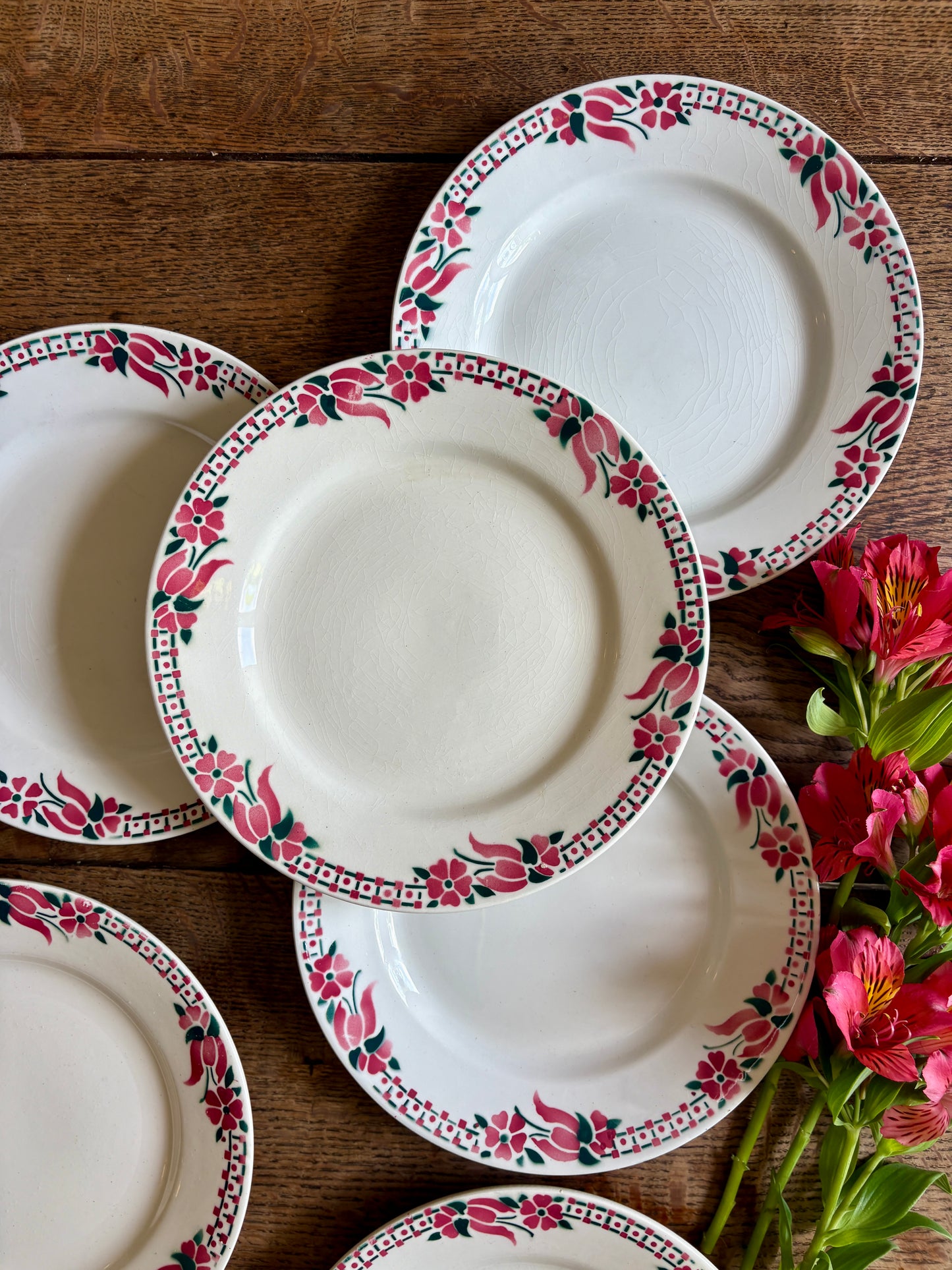 Lot de 6 assiettes plates anciennes - Saint Amand Céranord