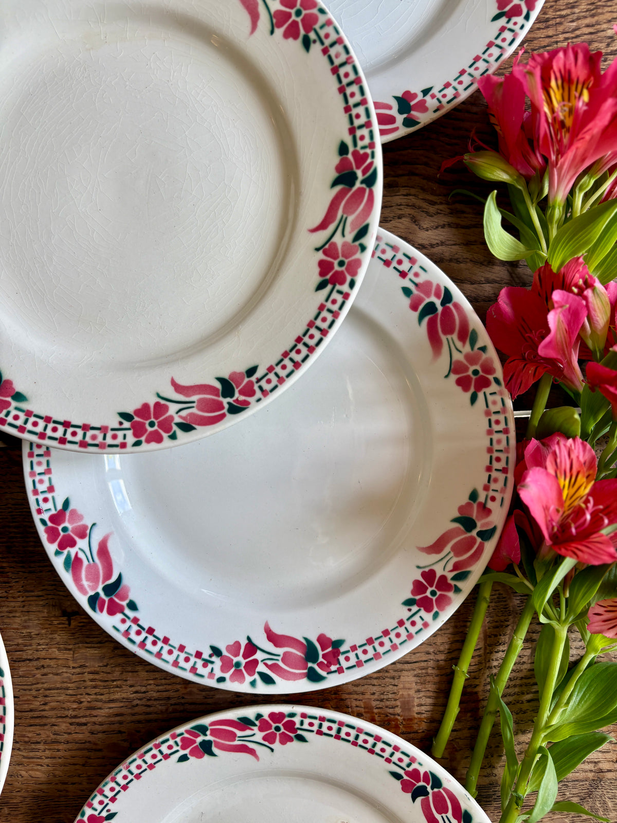 Lot de 6 assiettes plates anciennes - Saint Amand Céranord