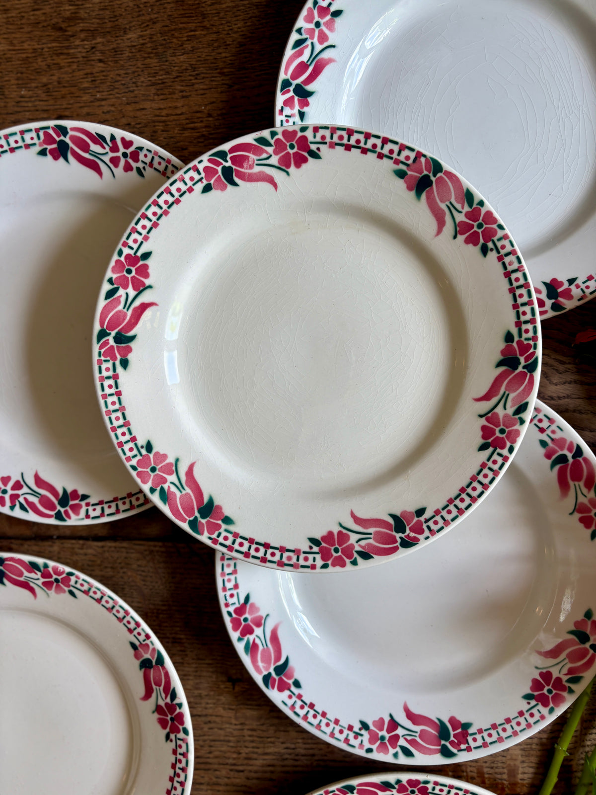 Lot de 6 assiettes plates anciennes - Saint Amand Céranord