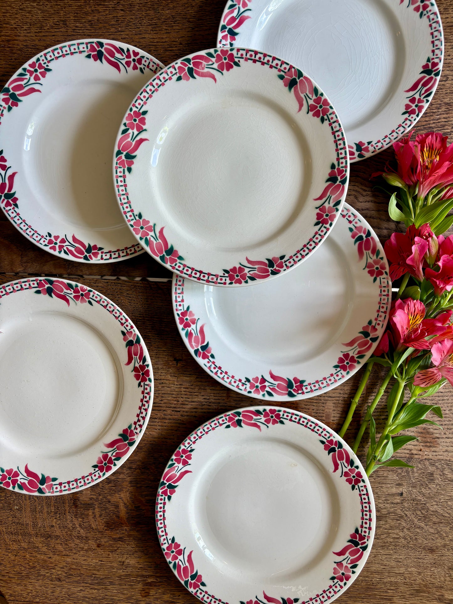 Lot de 6 assiettes plates anciennes - Saint Amand Céranord