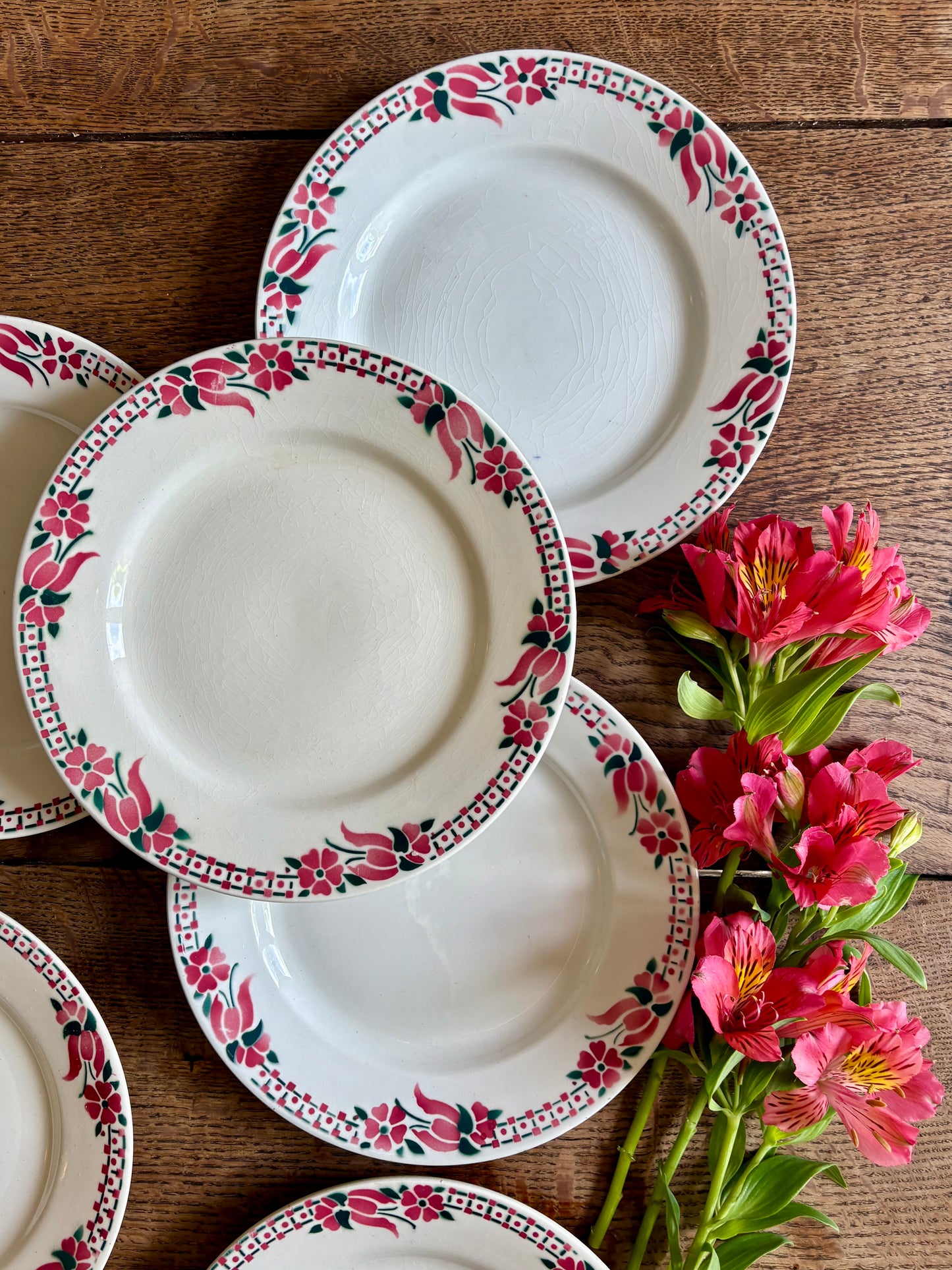 Lot de 6 assiettes plates anciennes - Saint Amand Céranord