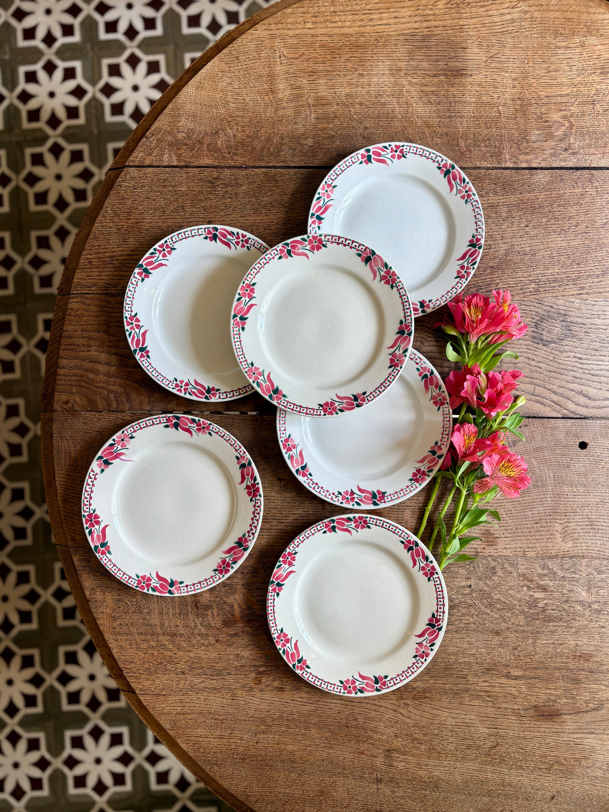 Lot de 6 assiettes plates anciennes - Saint Amand Céranord