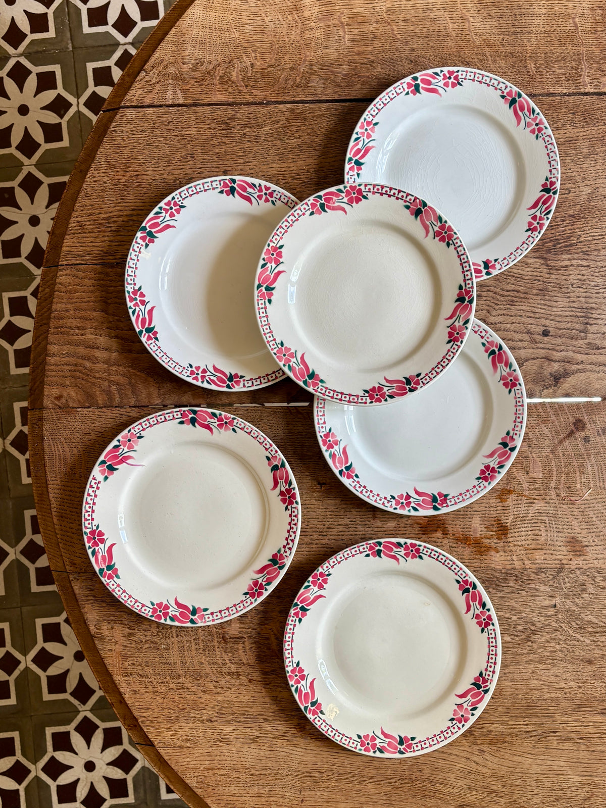 Lot de 6 assiettes plates anciennes - Saint Amand Céranord