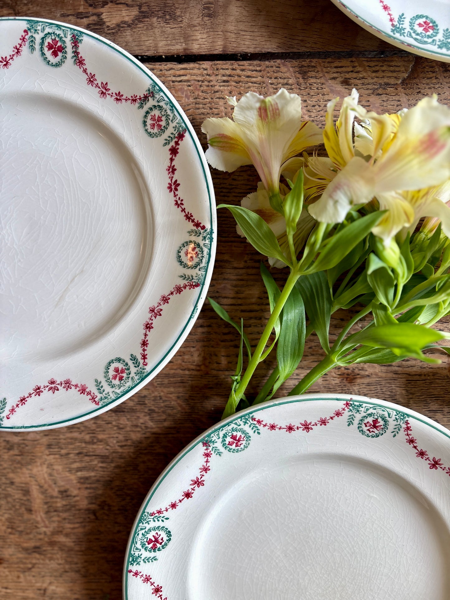 Lot de 6 assiettes anciennes en terre de fer, Moselle de Longwy