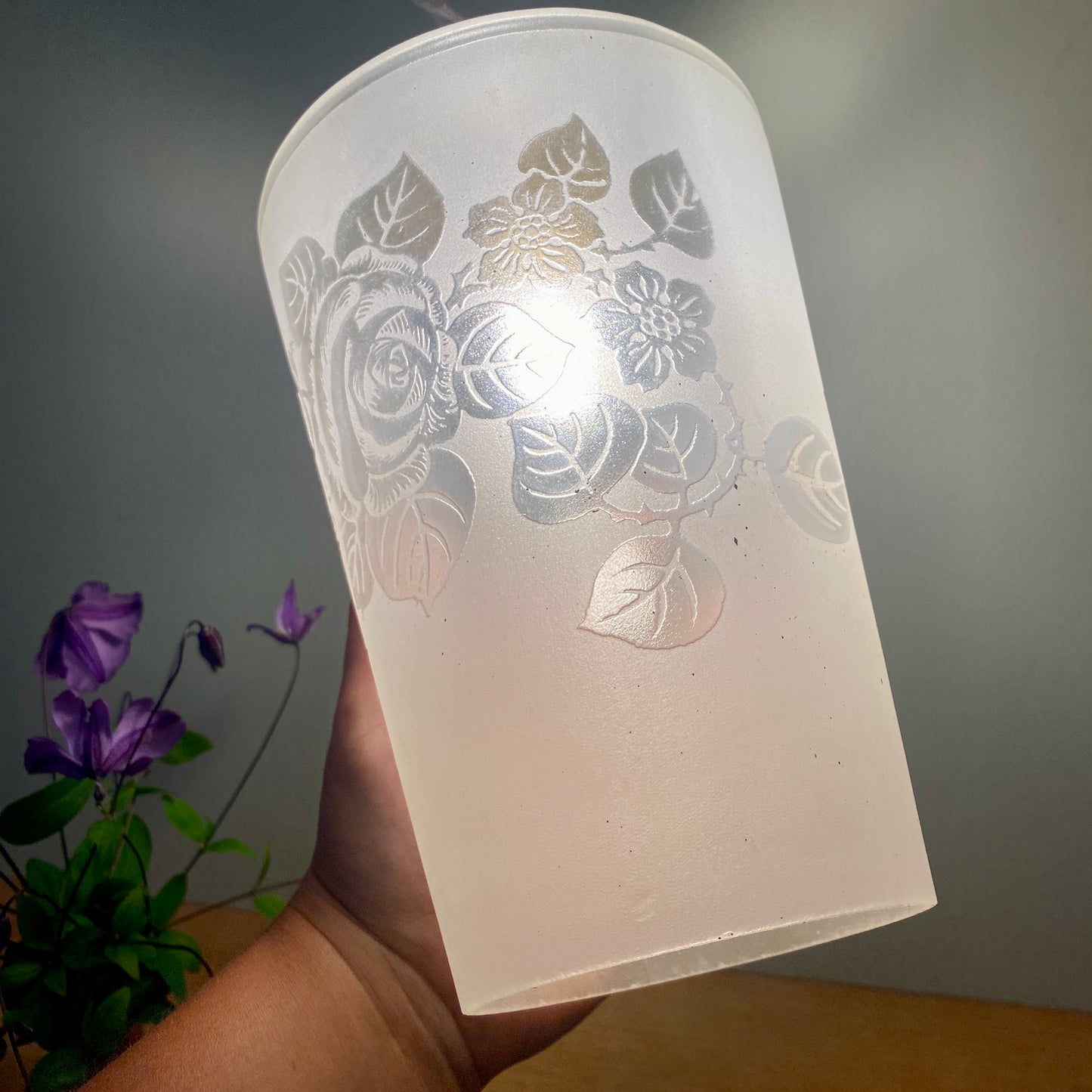 Suspension globe vintage en verre dépoli