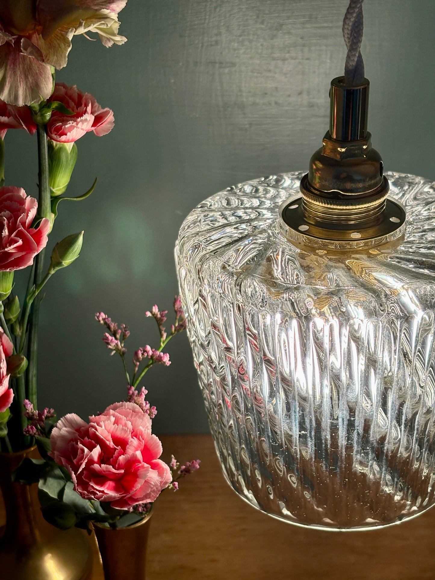 Suspension globe vintage en verre (TT1)