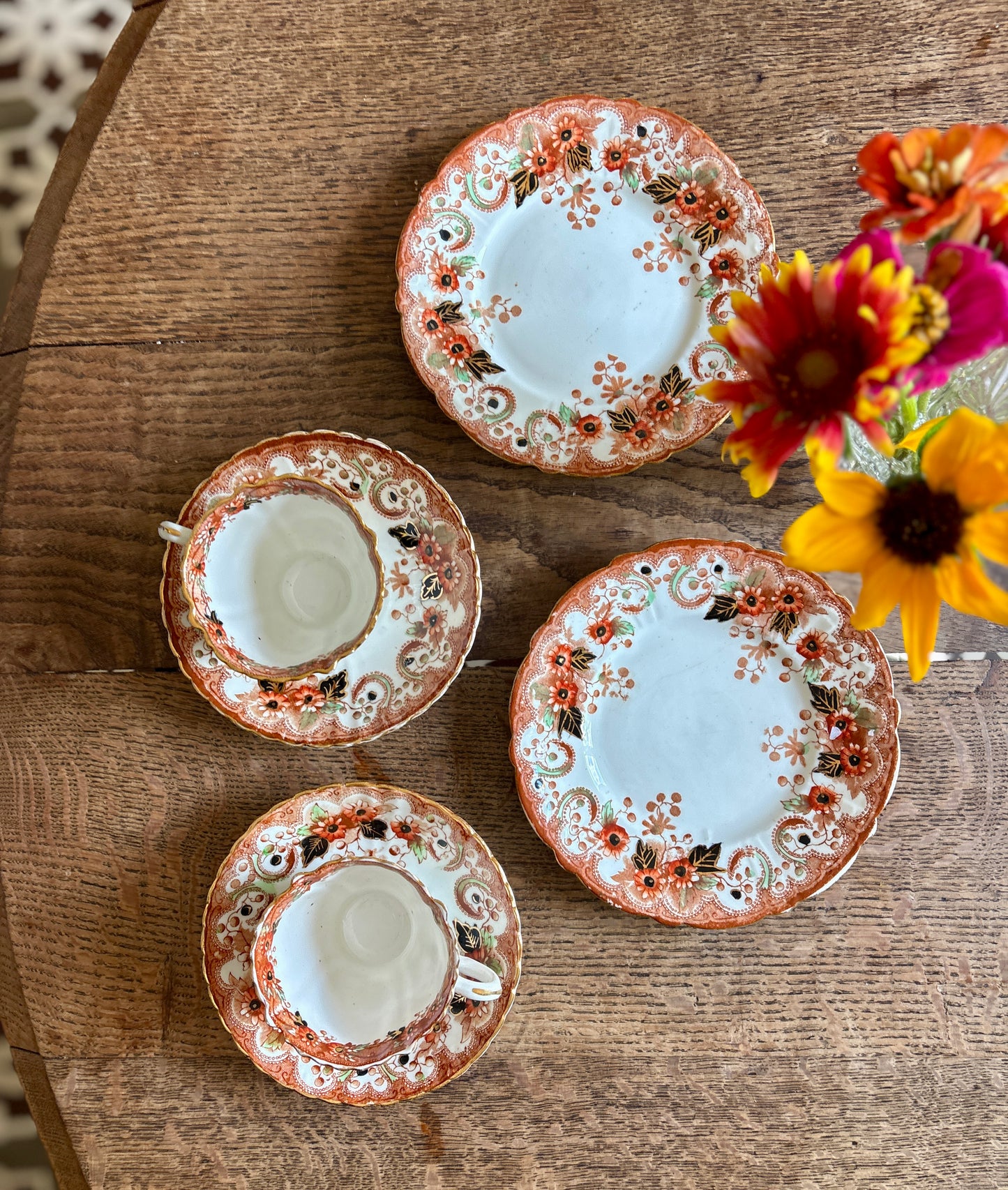 Lot de 2 tasses et assiettes anciennes en porcelaine Anglaise