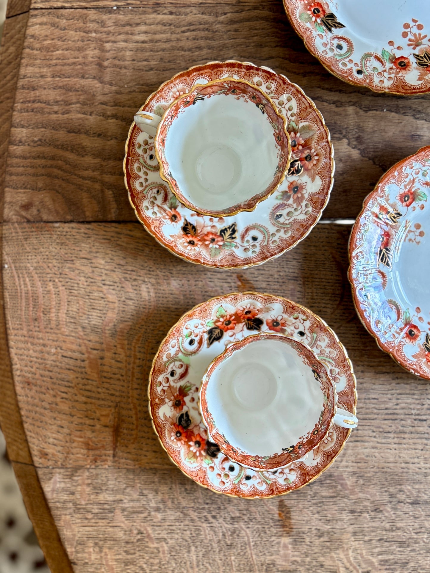 Lot de 2 tasses et assiettes anciennes en porcelaine Anglaise