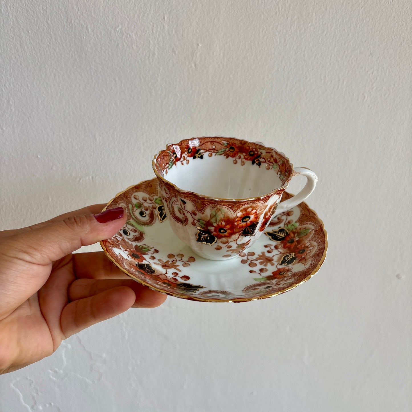 Lot de 2 tasses et assiettes anciennes en porcelaine Anglaise