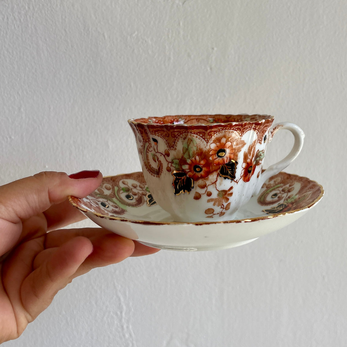 Lot de 2 tasses et assiettes anciennes en porcelaine Anglaise