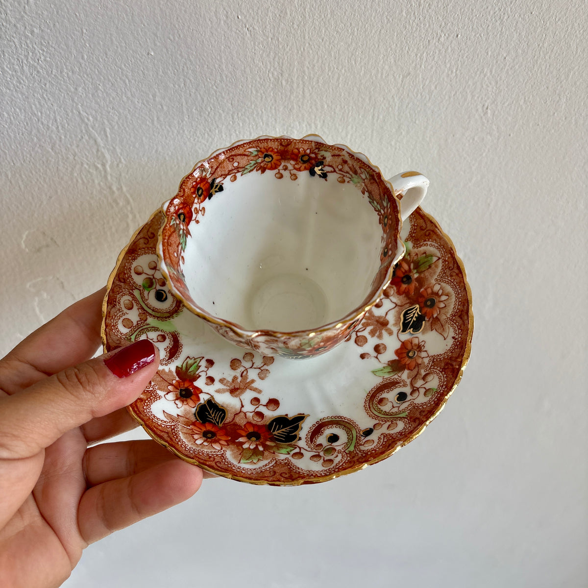Lot de 2 tasses et assiettes anciennes en porcelaine Anglaise
