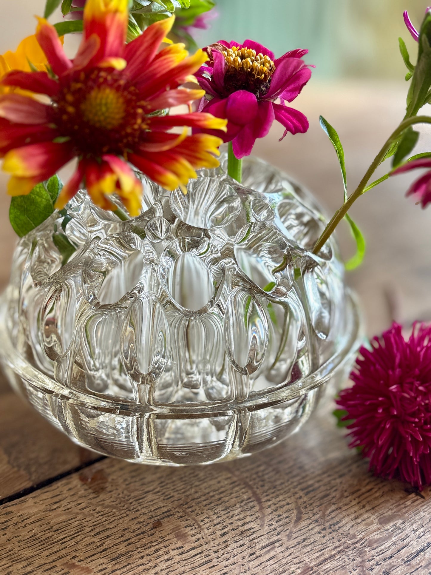 Pique fleur ancien en verre XXL