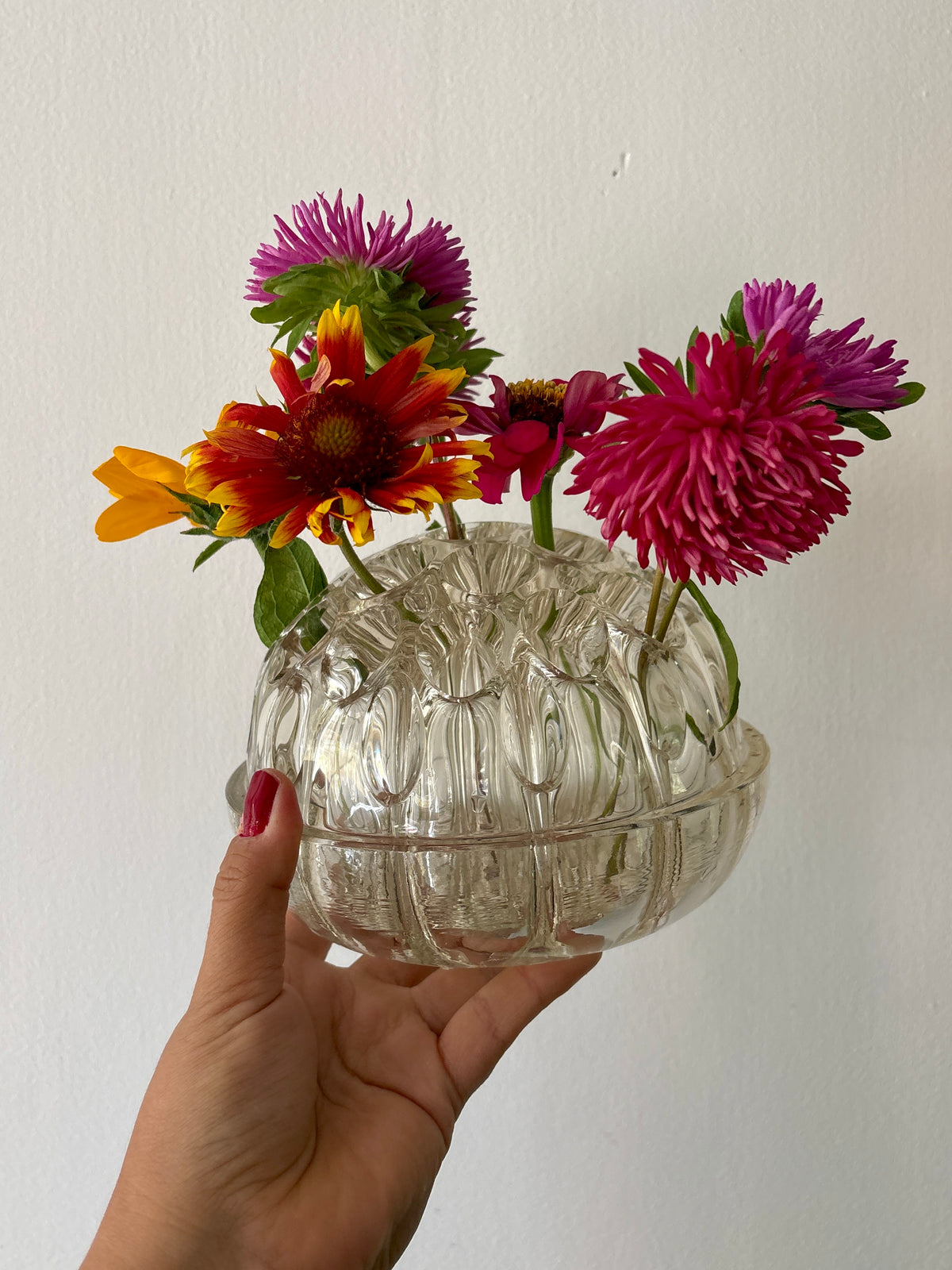 Pique fleur ancien en verre XXL