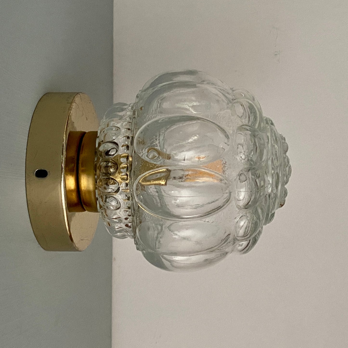 Applique ou plafonnier globe vintage en verre