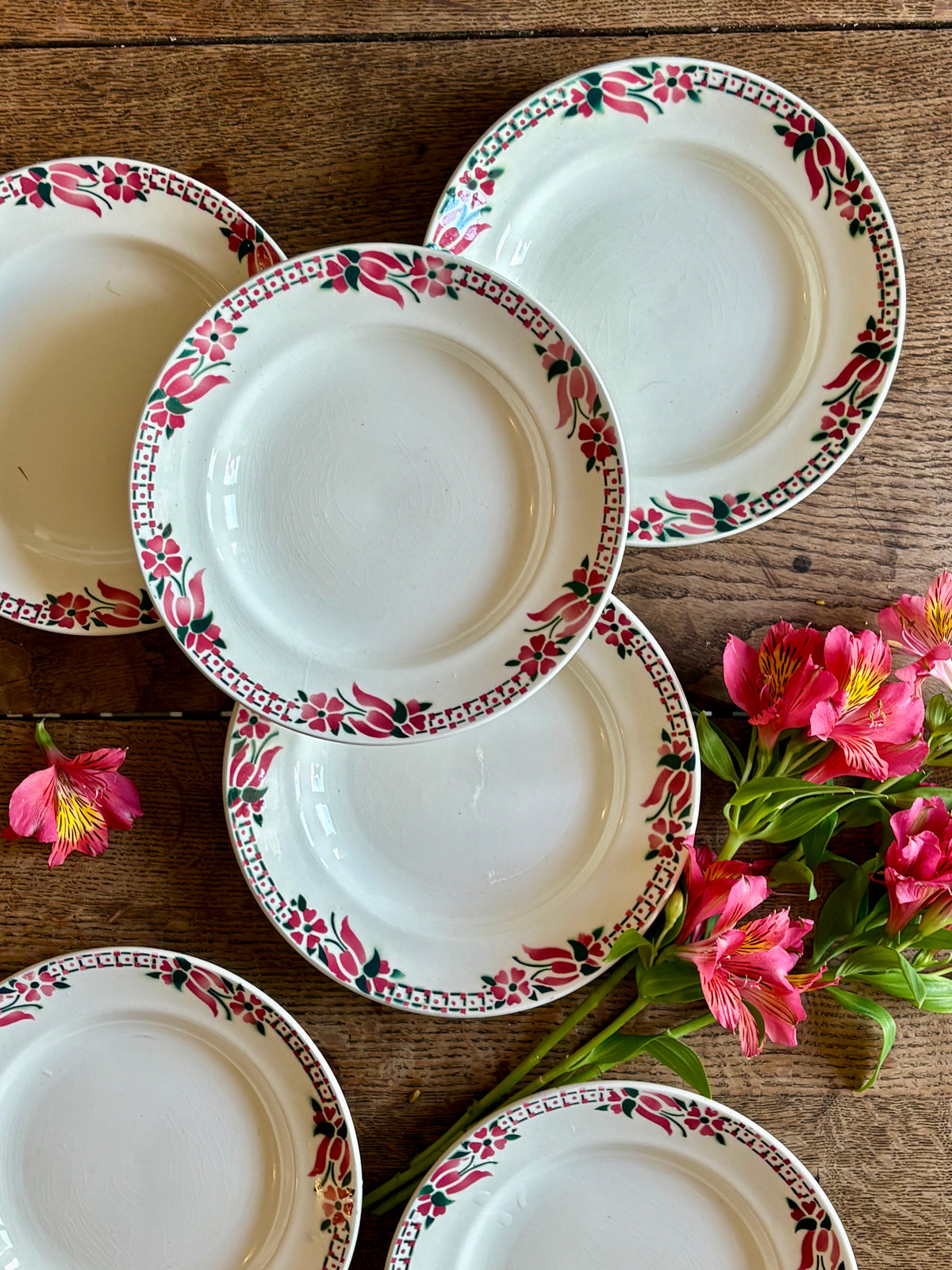 Lot de 6 assiettes plates anciennes - Saint Amand Céranord