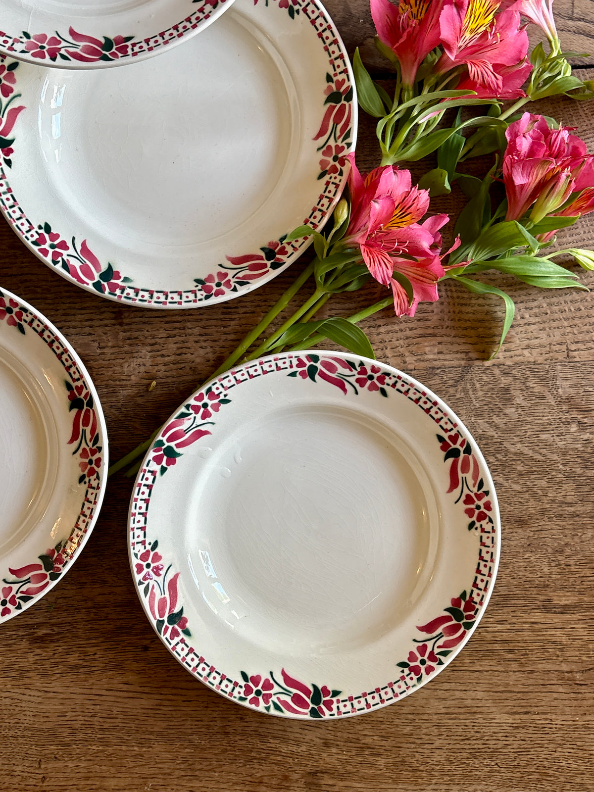 Lot de 6 assiettes plates anciennes - Saint Amand Céranord