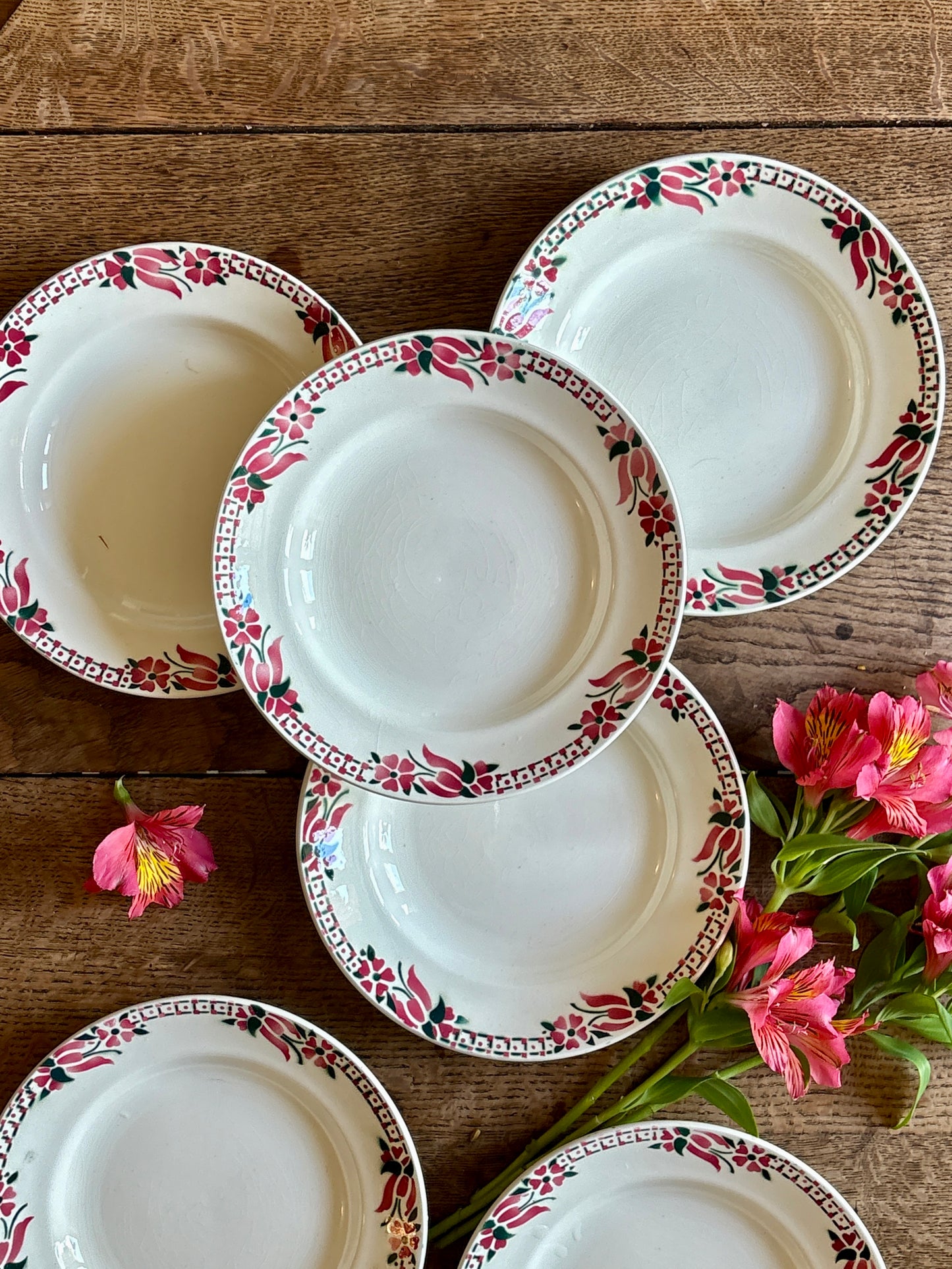 Lot de 6 assiettes plates anciennes - Saint Amand Céranord