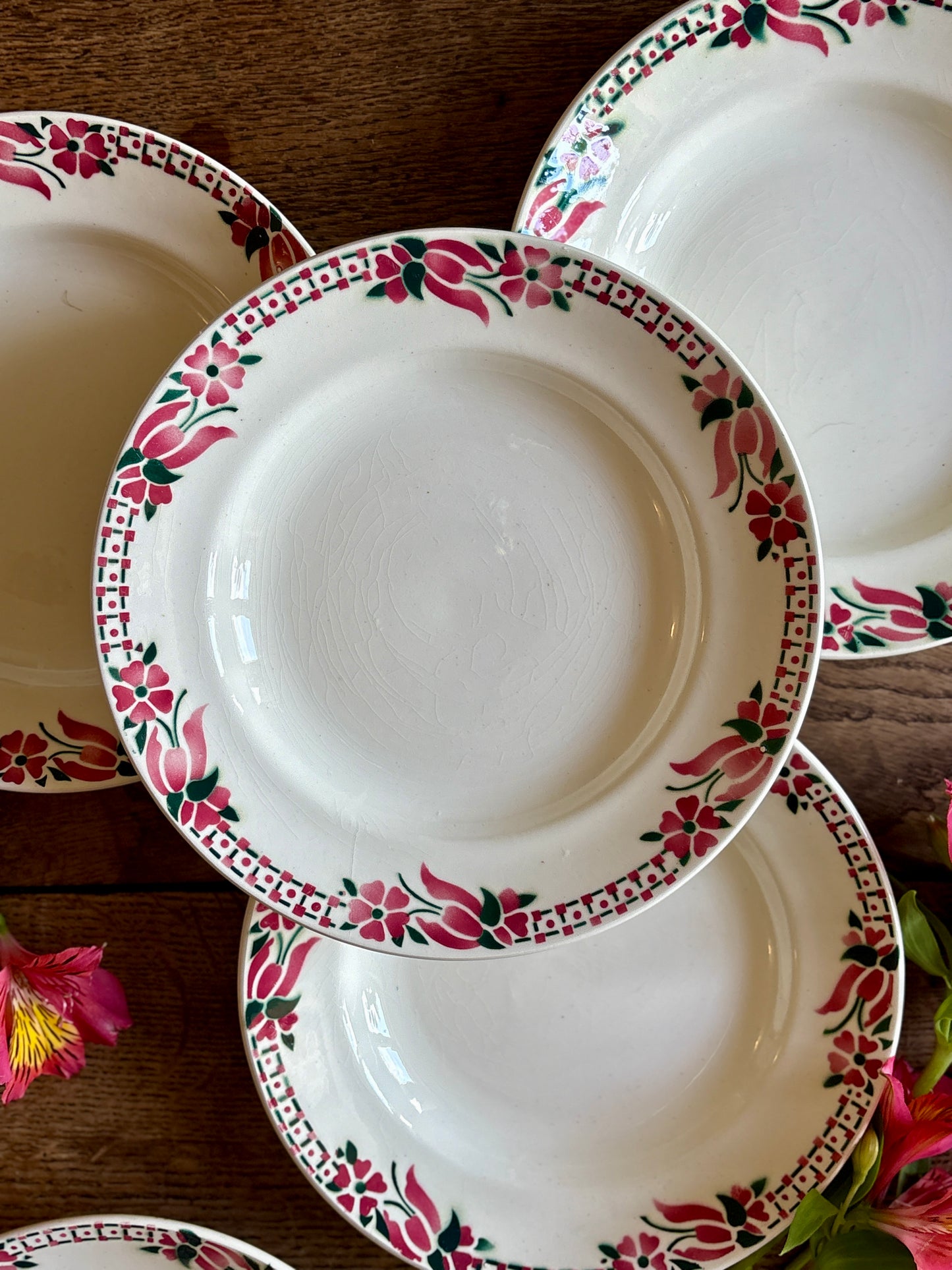 Lot de 6 assiettes plates anciennes - Saint Amand Céranord