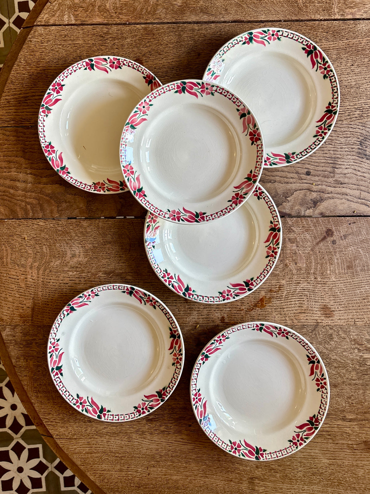 Lot de 6 assiettes plates anciennes - Saint Amand Céranord