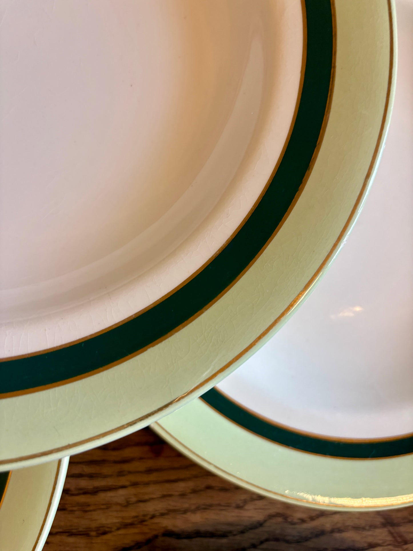 Lot de 7 assiettes creuses anciennes Salins - texas vert -