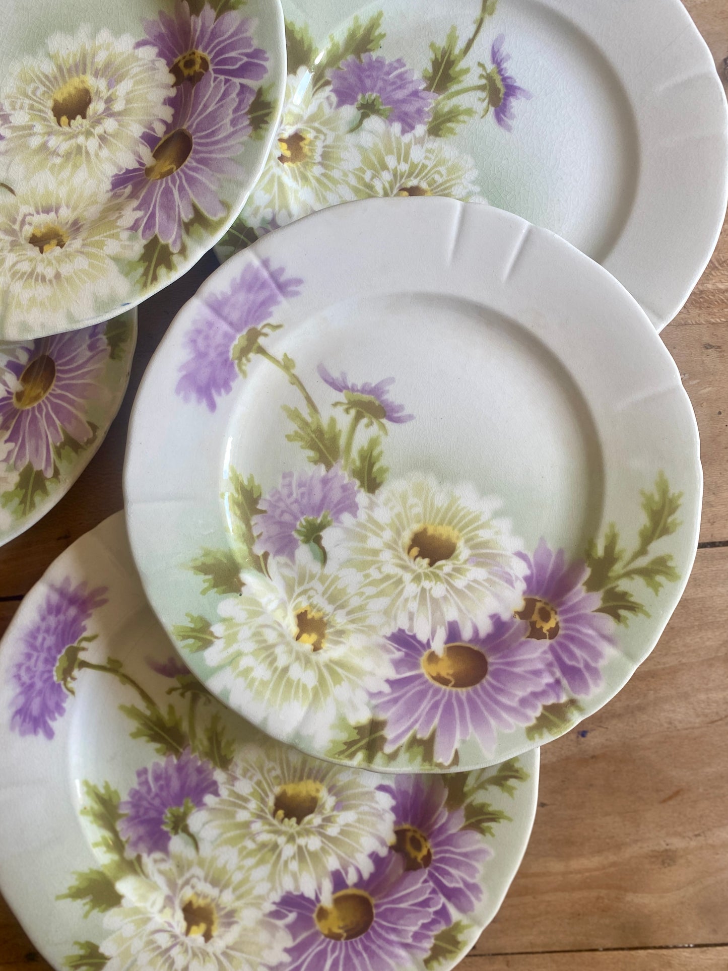 Lot de 8 assiettes plates anciennes - Reine Marguerite de Lunéville