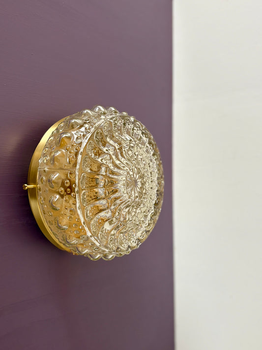 Applique ou plafonnier globe vintage en verre moulé (PLAF20)