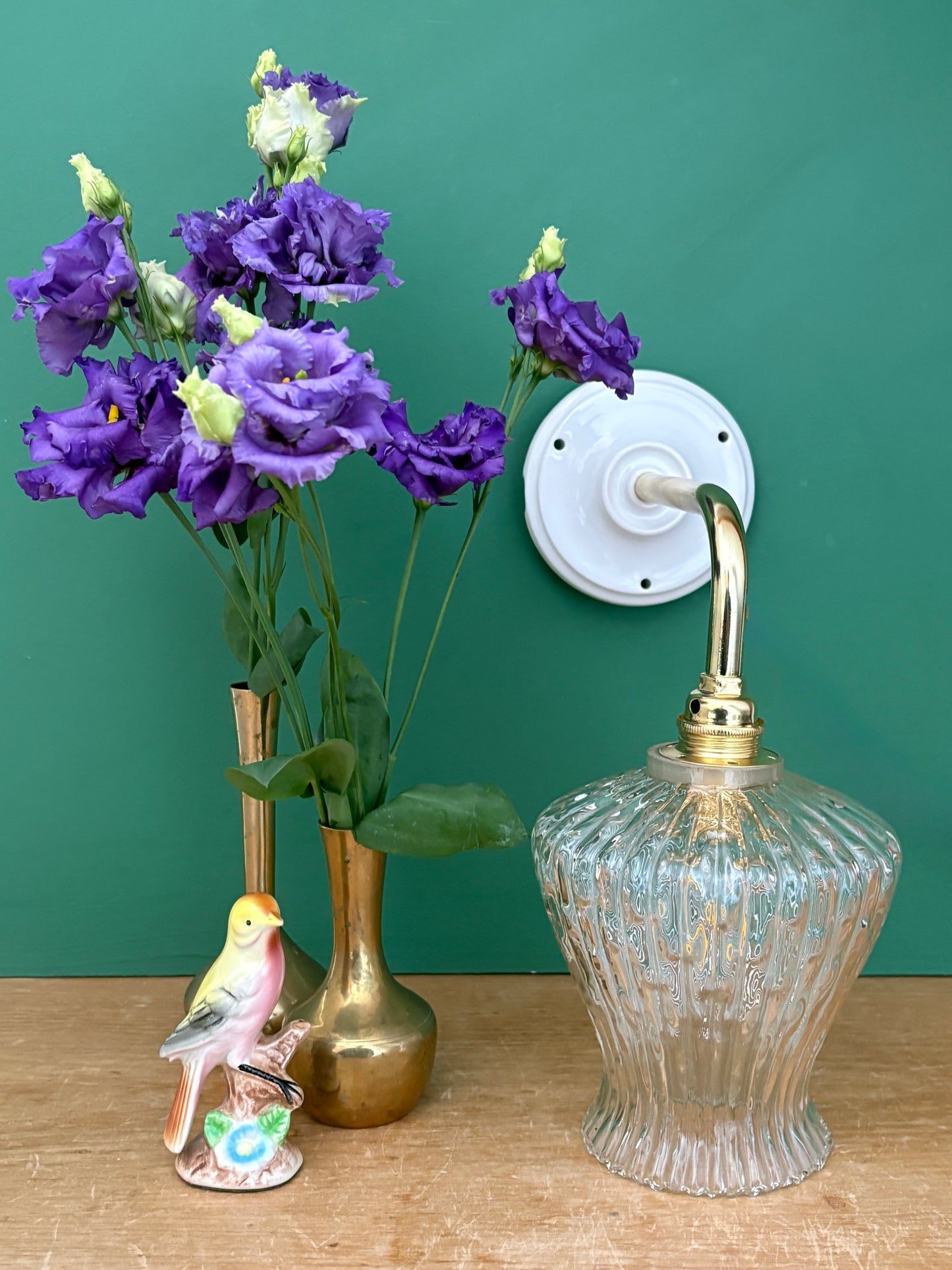 Applique tulipe vintage en verre