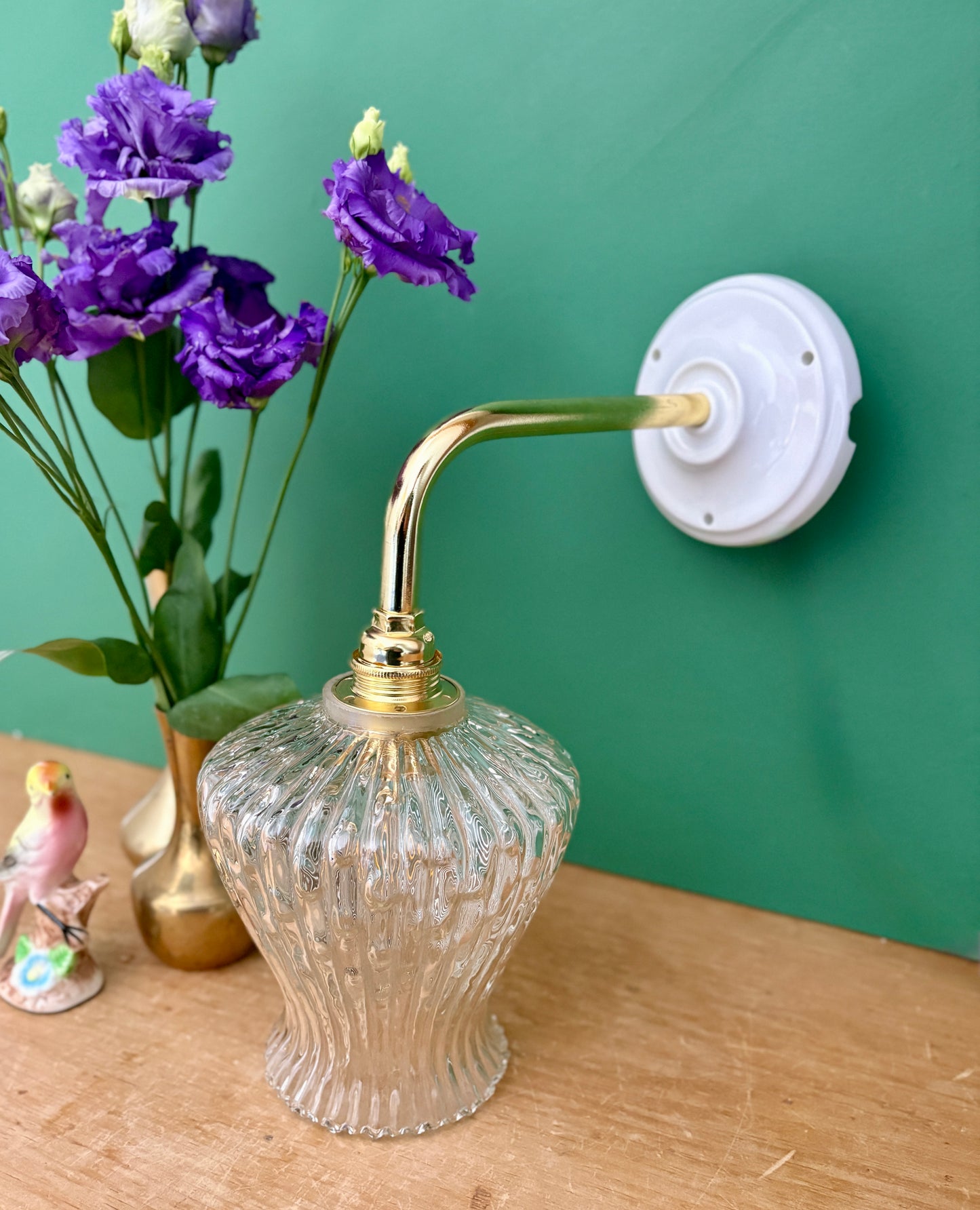 Applique tulipe vintage en verre
