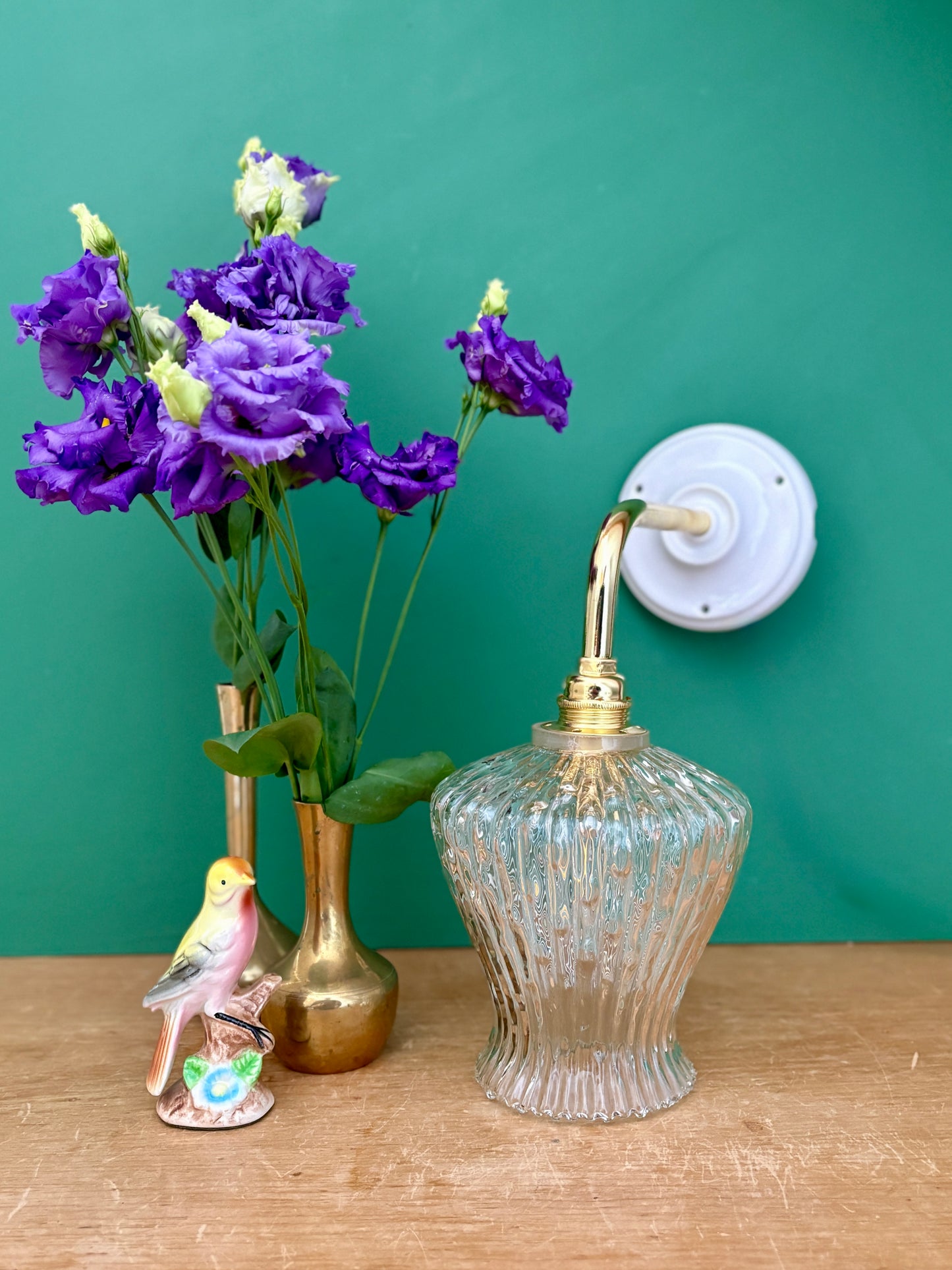 Applique tulipe vintage en verre