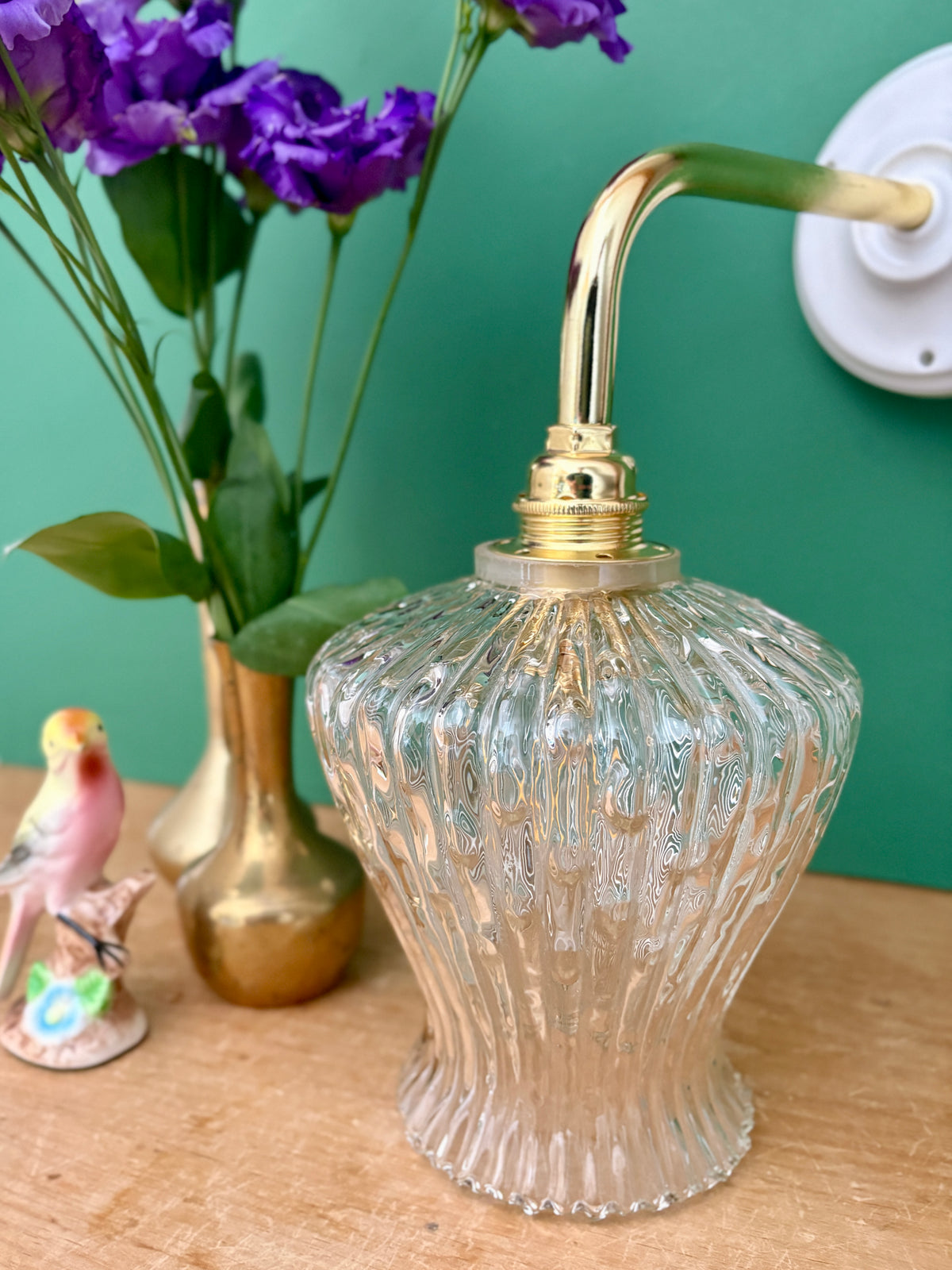 Applique tulipe vintage en verre
