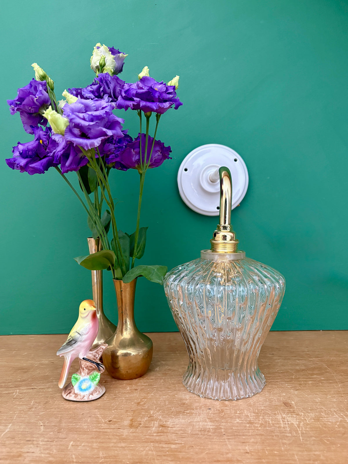 Applique tulipe vintage en verre