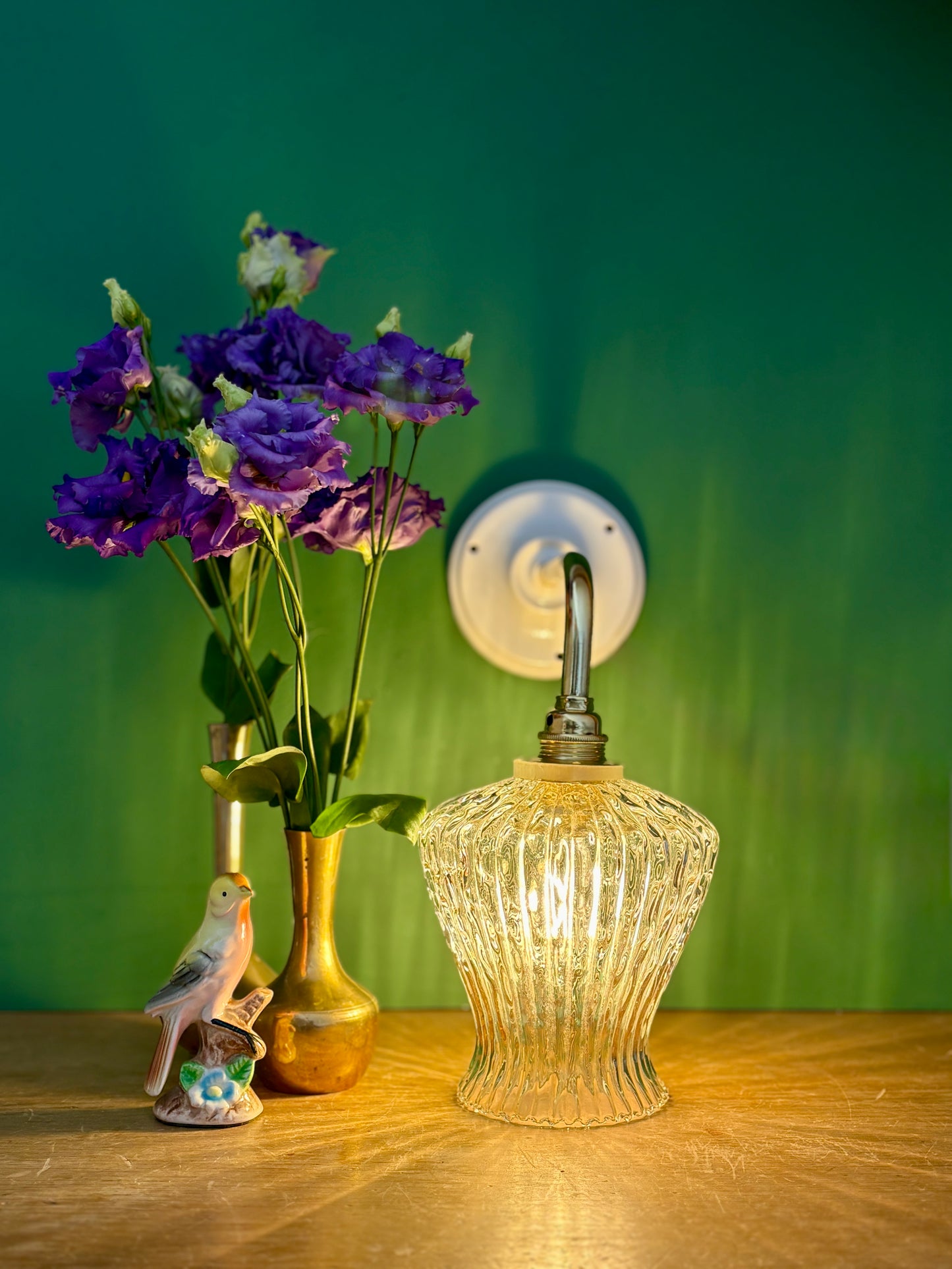 Applique tulipe vintage en verre