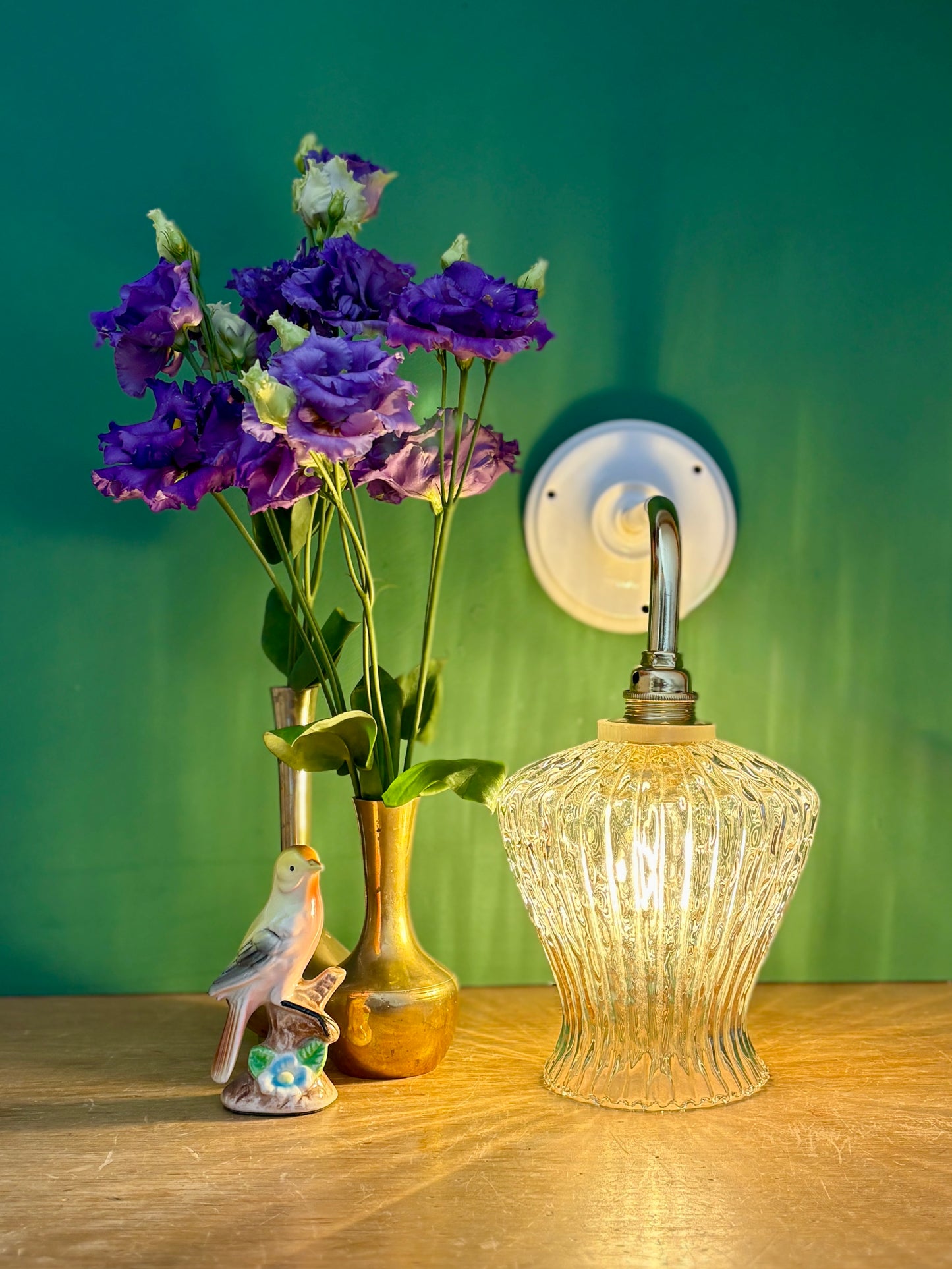 Applique tulipe vintage en verre