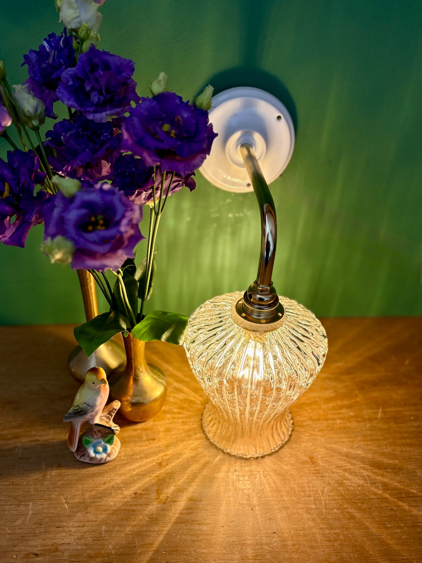Applique tulipe vintage en verre