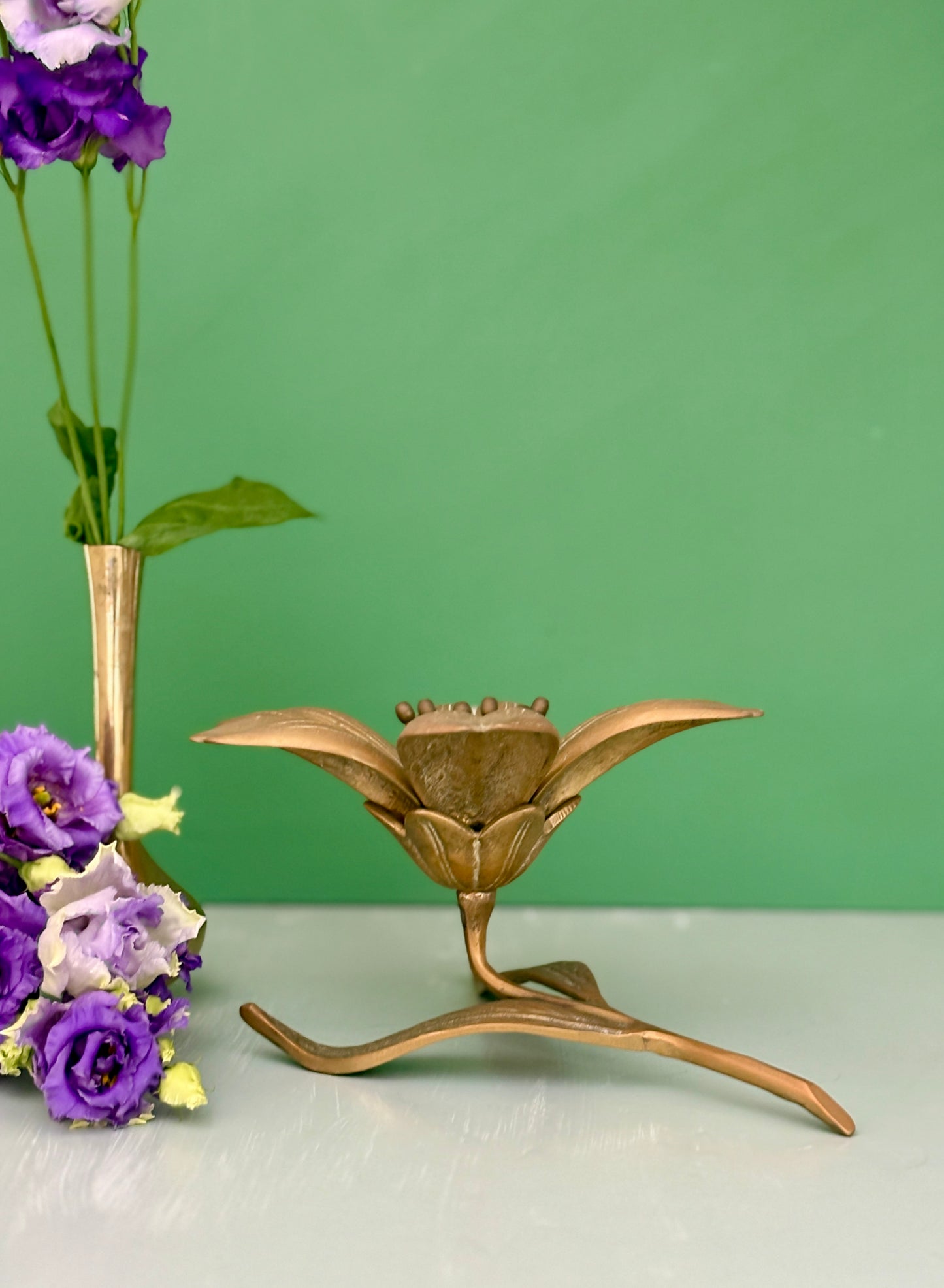 Cendriers vintage en laiton en forme de Fleur