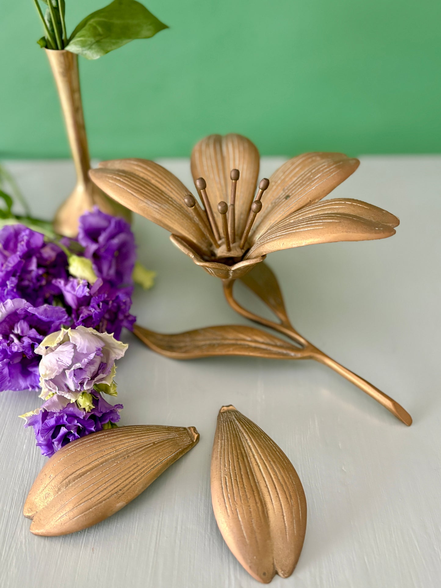 Cendriers vintage en laiton en forme de Fleur