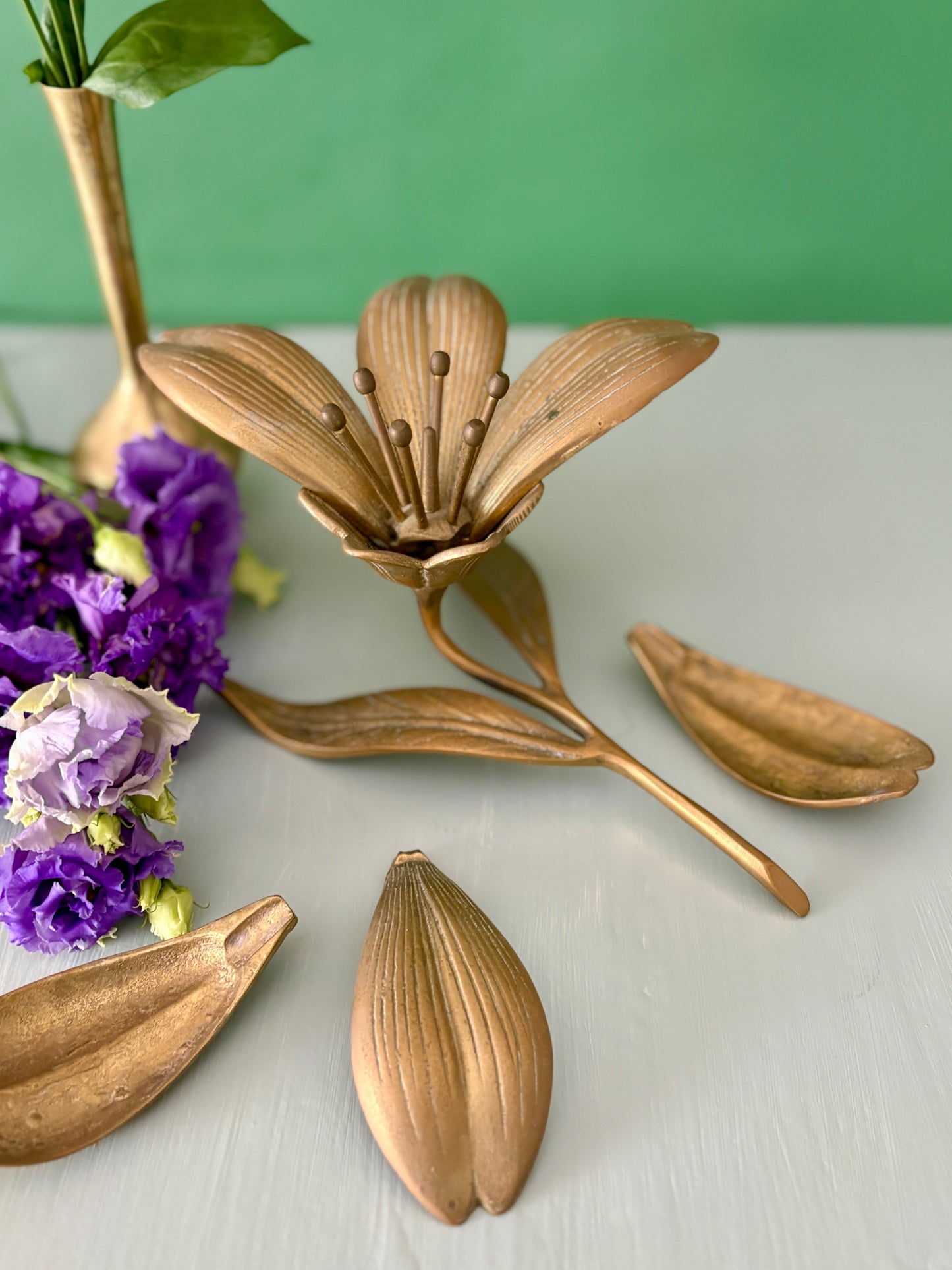 Cendriers vintage en laiton en forme de Fleur