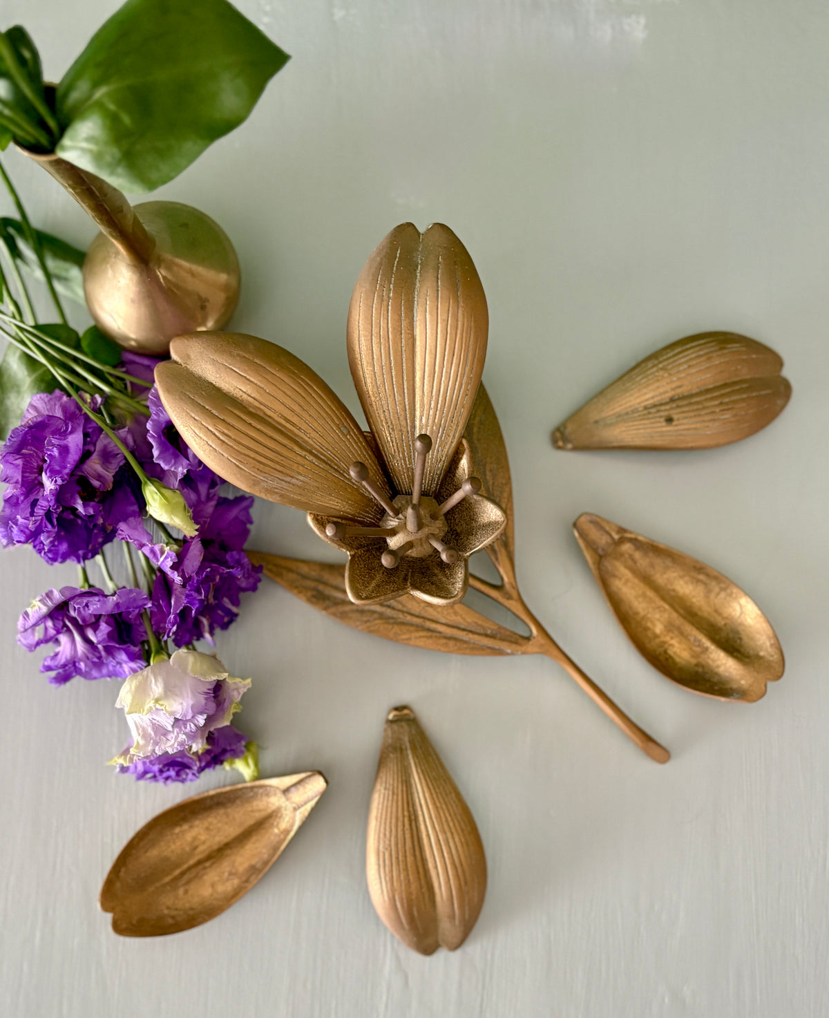 Cendriers vintage en laiton en forme de Fleur