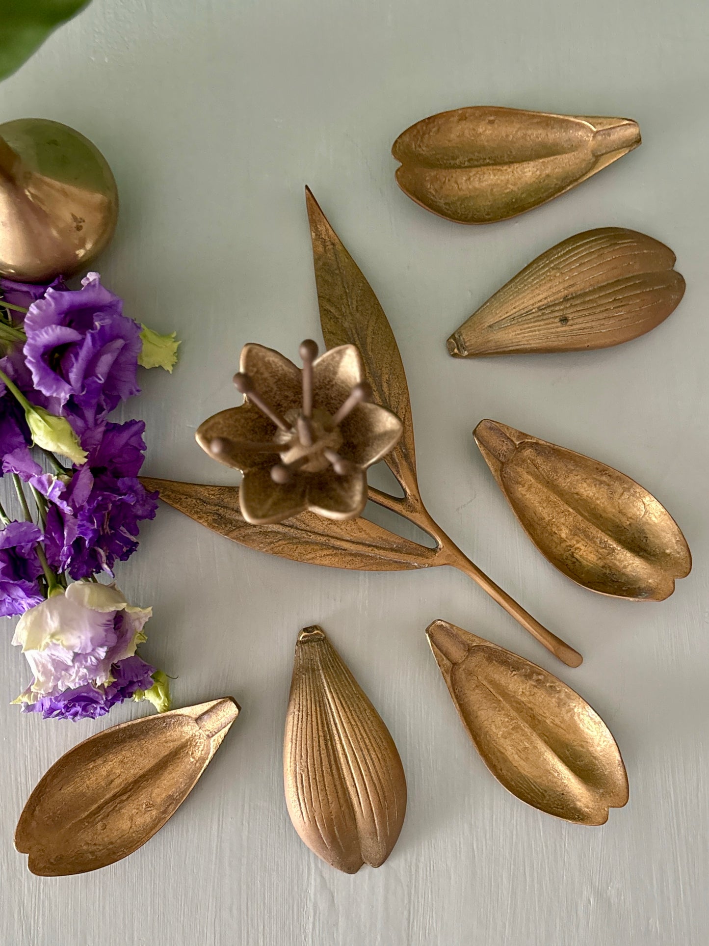 Cendriers vintage en laiton en forme de Fleur