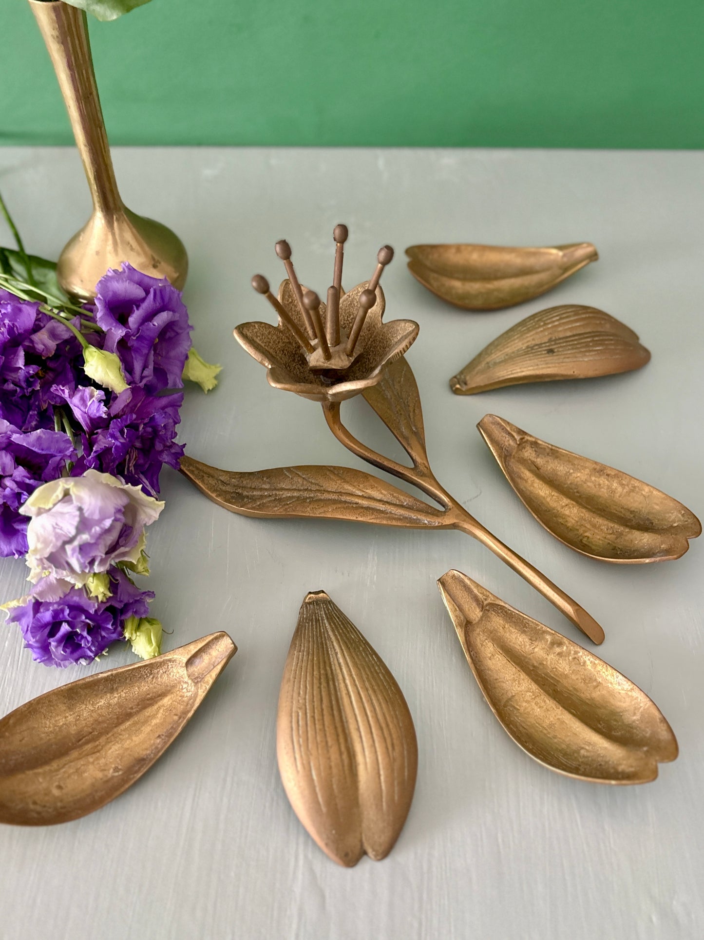 Cendriers vintage en laiton en forme de Fleur
