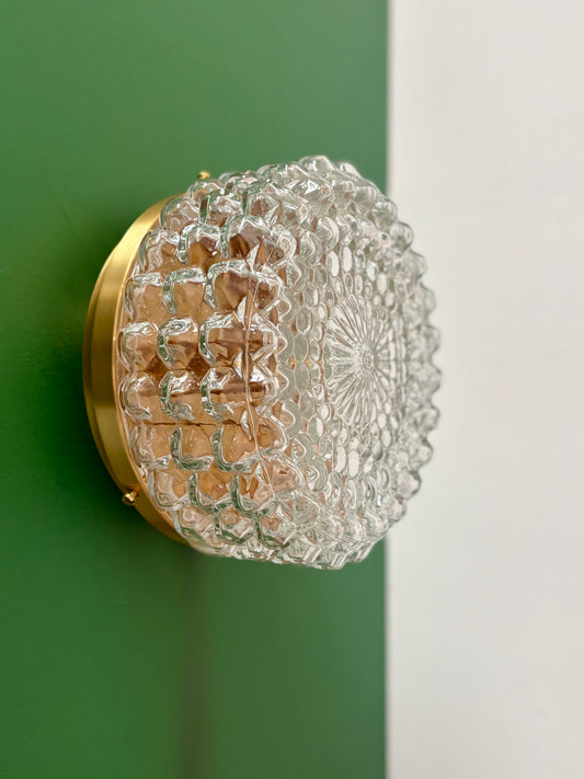 Applique ou plafonnier globe vintage en verre moulé (PLAF21)