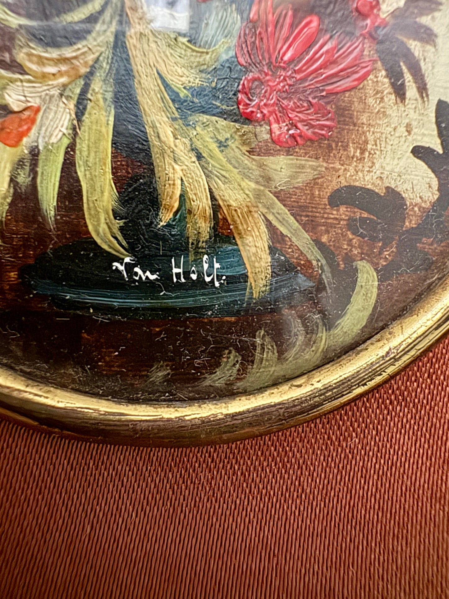 Lot de 2 petits cadres anciens et peintures de fleurs