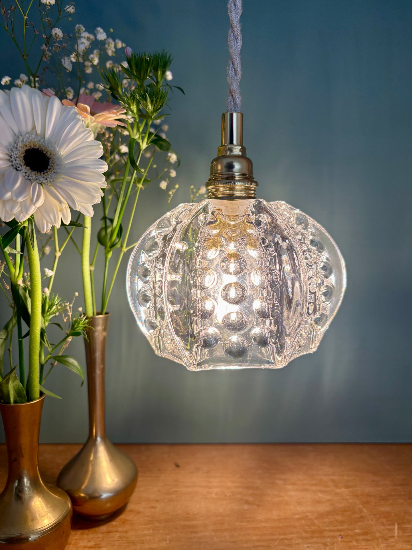 Suspension globe vintage en verre (TF1)