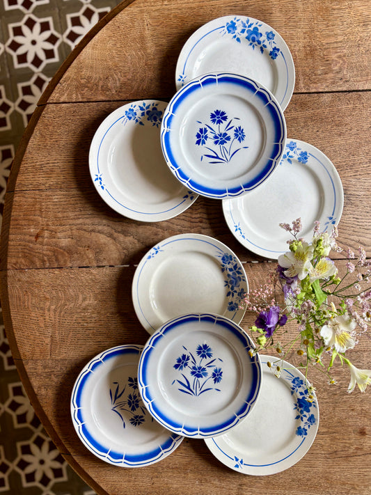 Lot de 8 assiettes plates vintage dépareillées (L3)