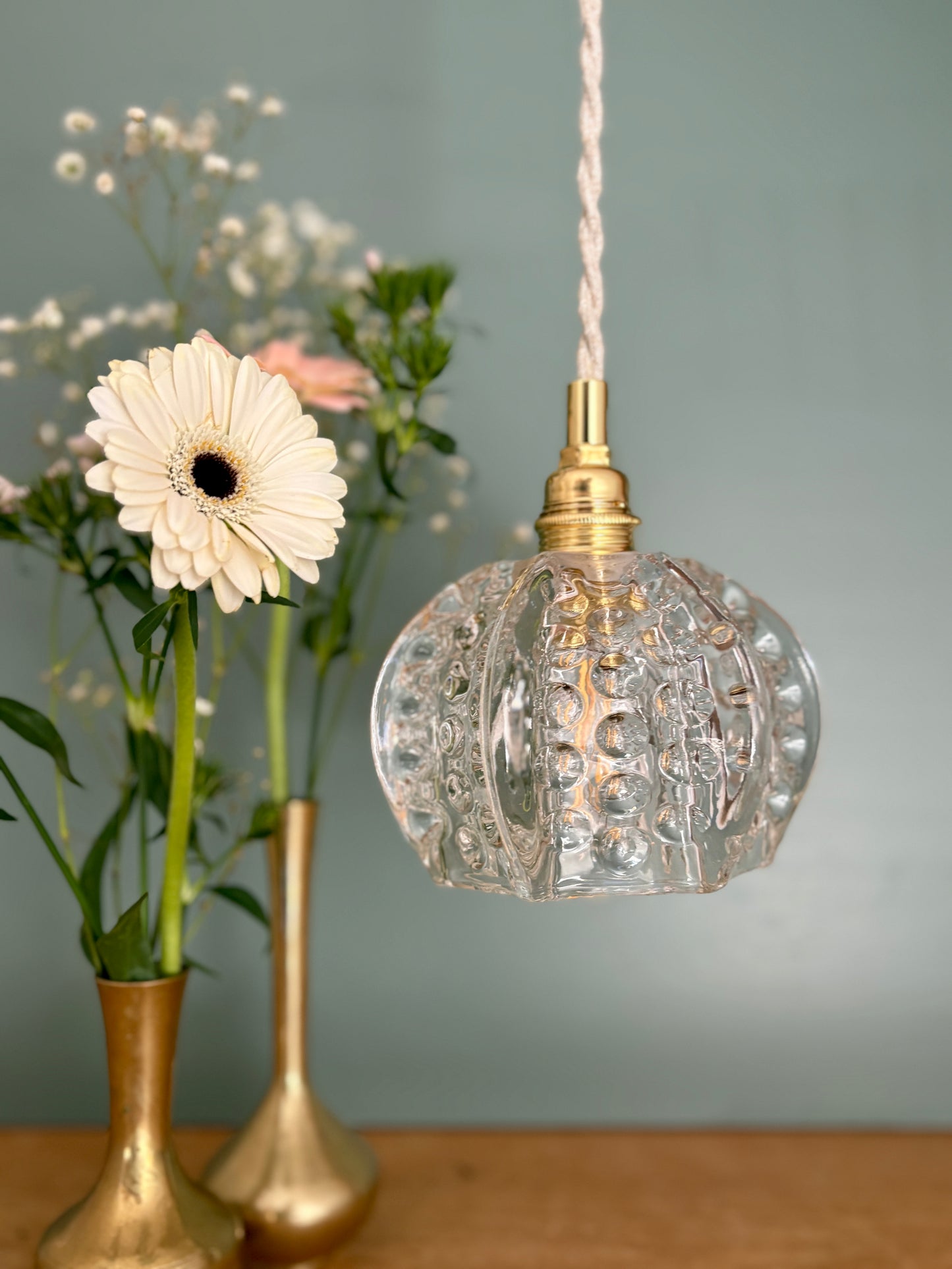 Suspension globe vintage en verre (TF1)