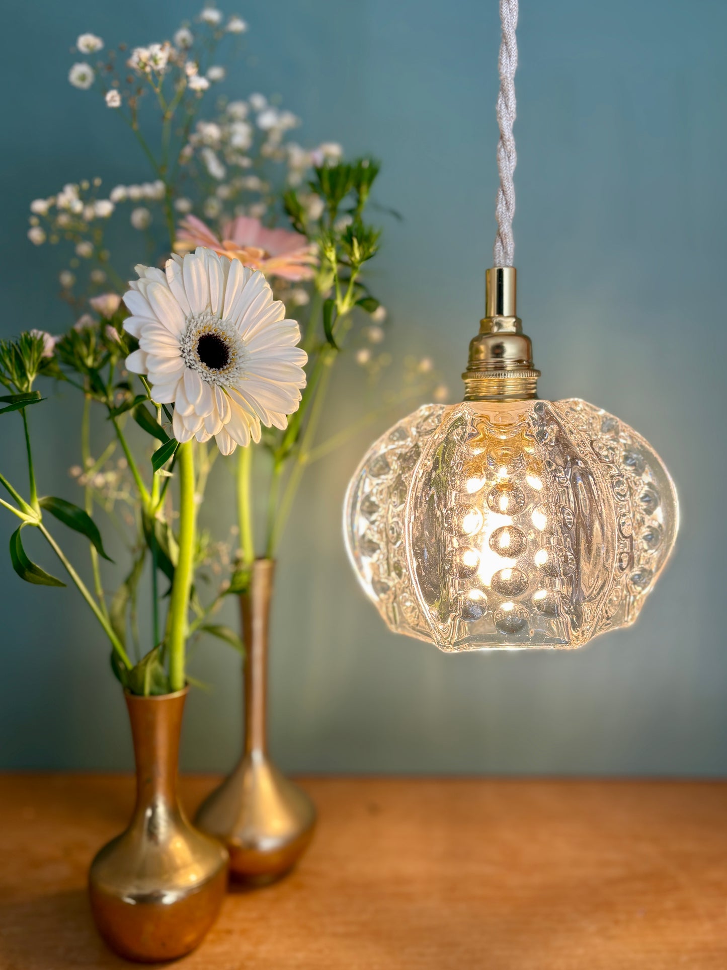 Suspension globe vintage en verre (TF1)