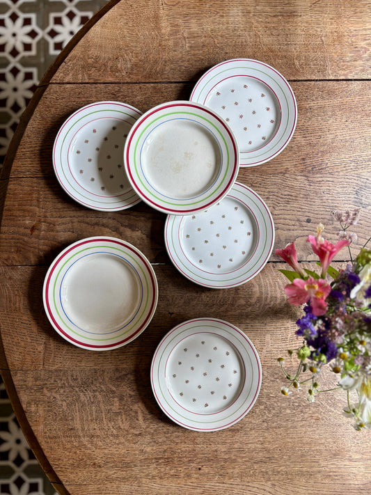 Lot de 6 assiettes vintage à dessert dépareillées (L7)
