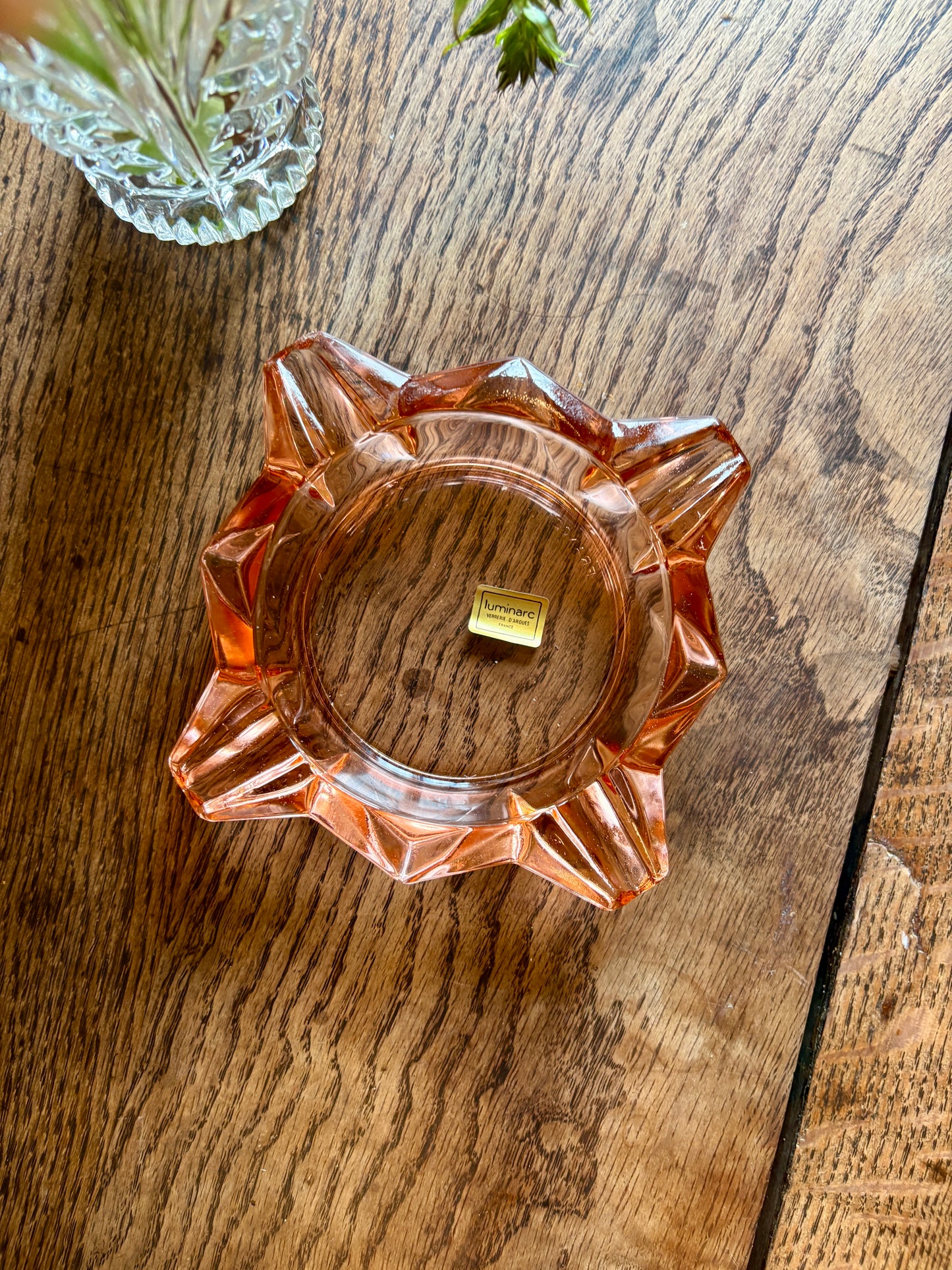 Cendrier vintage Luminarc en verre rose