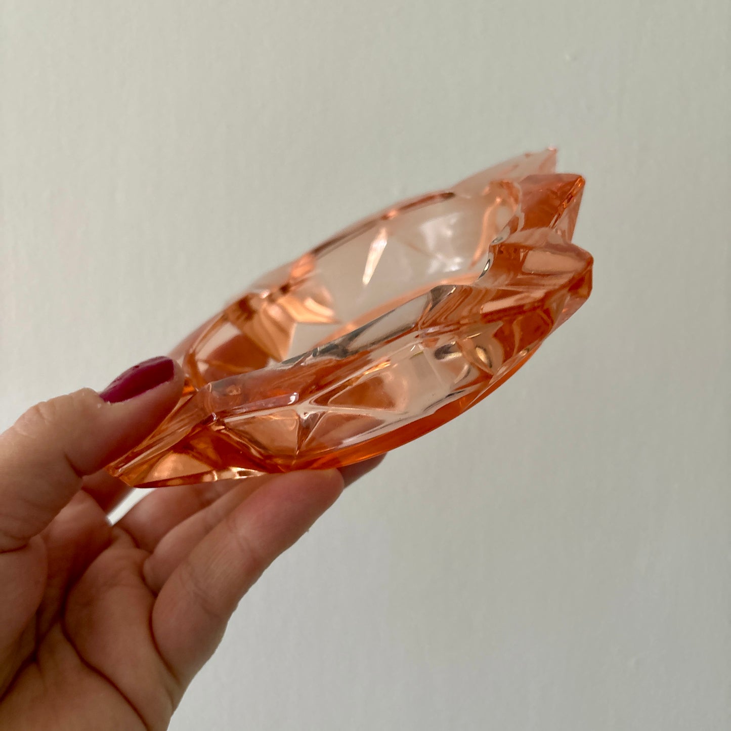 Cendrier vintage Luminarc en verre rose